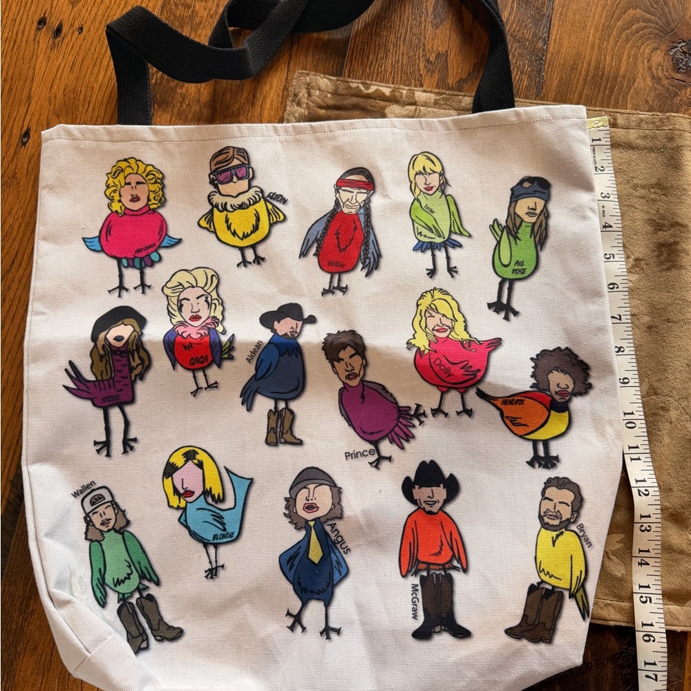 One Of A Kind Tote Bag Celebrity Art Large 2-sided Funny Whimsical Only 1 Made!!